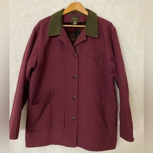 LL Bean Vintage Denim Barn Flannel Lined Chore Hunting Jacket Coat Women’s Large